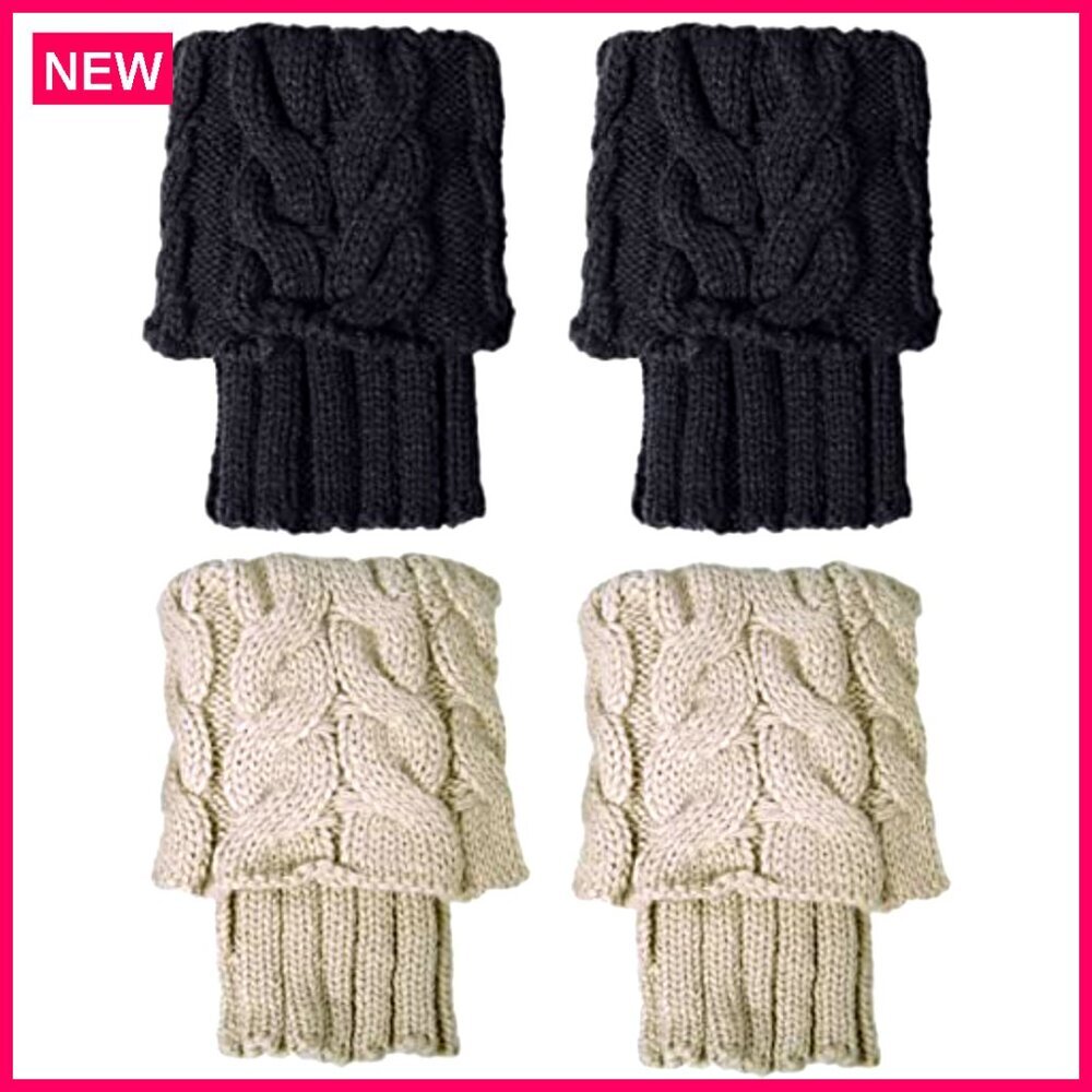 Crochet Knitted Boot Cuffs Leg Warmers One Size Fits Most Winter Warm - Picture 4 of 7